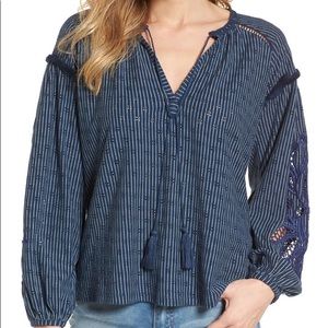 Lucky Brand Stripe Peasant Top